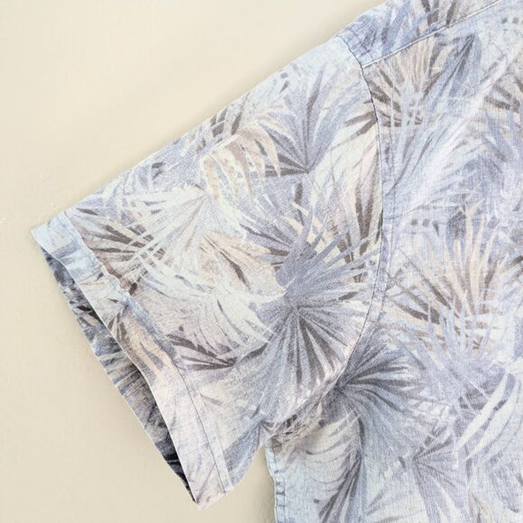 Marc Anthony Cotton Linen Tropical Floral Motif Button Up Shirt Short Sleeve L - Picture 8 of 13